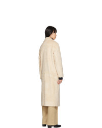 The Loom Off White Wool Faux Fur Double Coat
