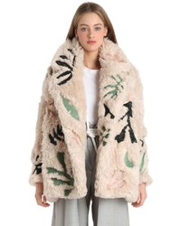 Swarovski Embellished Faux Fur Coat