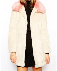 Unreal Fur Candy Blossom Coat With Contrast Collar