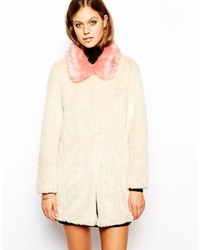Unreal Fur Candy Blossom Coat With Contrast Collar
