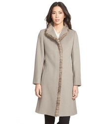 Cinzia Rocca Wool Coat With Genuine Mink Fur Trim
