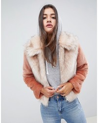 ASOS DESIGN Faux Fur Jacket In Contrast