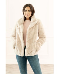 Rachel Parcell Grooved Faux Fur Jacket
