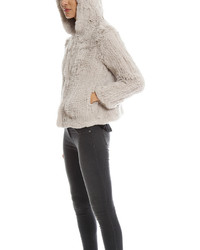 H Brand Chloe Rabbit Fur Hooded Jacket