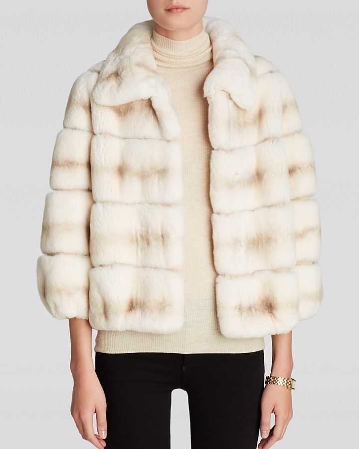 Maximilian Rex Rabbit Fur Jacket With Suede Inserts, $2,495 ...