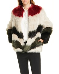 Frame Stripe Faux Fur Jacket