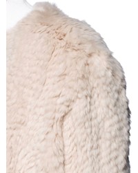 Nobrand Tara Rabbit Fur Knit Cape Jacket