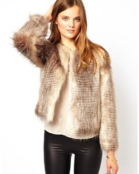 Unreal Fur Stripe Short Jacket, $217 | Asos | Lookastic.com