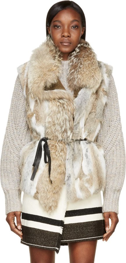 Onderverdelen verzending De eigenaar Isabel Marant Beige Fur Astia Steppe Vest, $4,385 | SSENSE | Lookastic