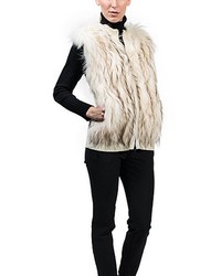 Linda Richards Knit Vest With Genuine Na Raccoon Fur Front