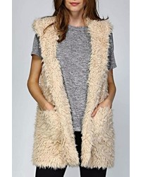 Listicle Hooded Faux Fur Vest