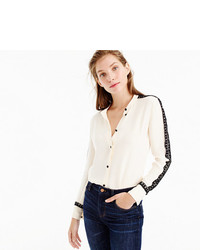 J.Crew Collection Silk Top With French Lace