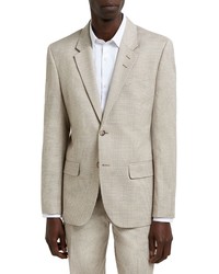 River Island Skinny Fit Check Suit Jacket In Ecru At Nordstrom