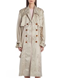 Beige Gingham Trenchcoat