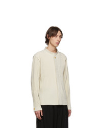 Homme Plissé Issey Miyake Off White Pleats Tailored Stand Collar Jacket