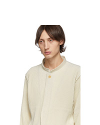 Homme Plissé Issey Miyake Off White Pleats Tailored Stand Collar Jacket