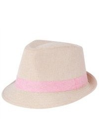 Momo Kids Luxury Lane Little Girls Beige Fedora Hat With Contrast Band Accent