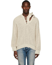 Y/Project Beige Double Collar Laced Sweater