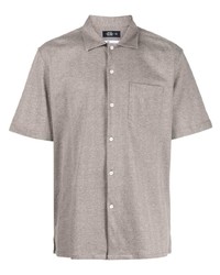 Beige Herringbone Short Sleeve Shirt