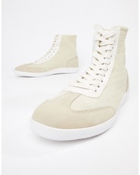 ASOS DESIGN High Top Trainers In Off White Knit