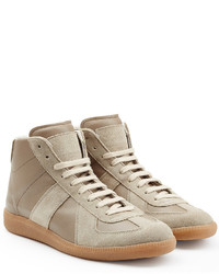 Maison Margiela Leather And Suede High Top Sneakers