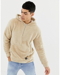Tom Tailor Hooded Sweatshirt In All Over Borg In Off White