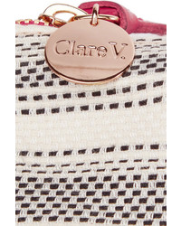 Clare Vivier Clare V Striped Canvas Clutch Cream