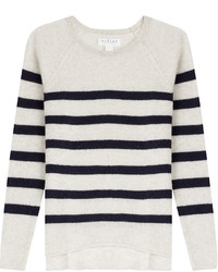 Beige Horizontal Striped Cashmere Sweater