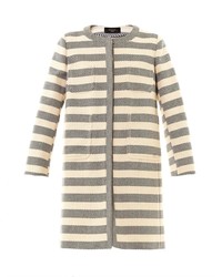 Beige Horizontal Striped Coat