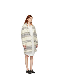 Isabel Marant Etoile Off White Striped Wool Dante Coat