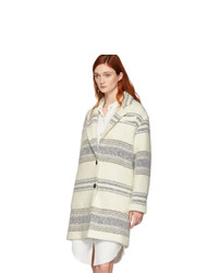 Isabel Marant Etoile Off White Striped Wool Dante Coat