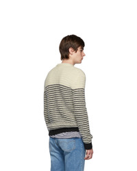 Saint Laurent Off White And Black Stripes Crewneck Sweater