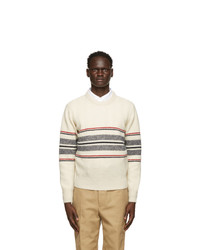 Thom Browne Off White Mohair Cricket Stripe Sweater