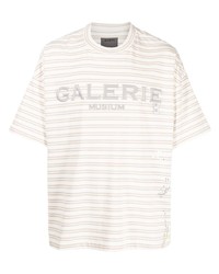 Musium Div. Striped Embroidered Logo T Shirt