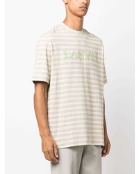 Lanvin Striped Logo Embroidered T Shirt