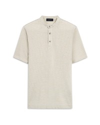 Beige Horizontal Striped Henley Shirt