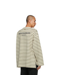 Wooyoungmi Beige Striped Logo Long Sleeve T Shirt