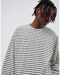 ASOS DESIGN Oversized Long Sleeve Stripe T Shirt In Towelling