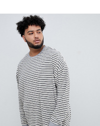 ASOS DESIGN Plus Oversized Long Sleeve Stripe T Shirt In Towelling