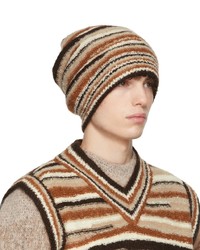 ERL Brown Stripe Knit Beanie