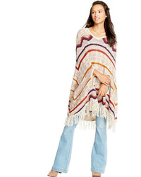 American Rag Chevrons Stripes Hooded Sweater Poncho Only At Macys