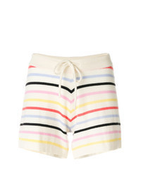 Beige Horizontal Striped Shorts