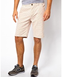 Beige Horizontal Striped Shorts