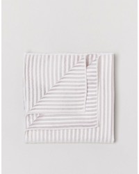 Beige Horizontal Striped Silk Pocket Square