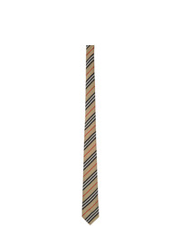Beige Horizontal Striped Silk Tie