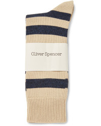 Oliver Spencer Striped Stretch Cotton Blend Socks