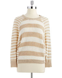 Beige Horizontal Striped Sweater