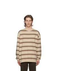 Beige Horizontal Striped Sweatshirt