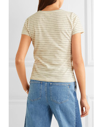 Madewell Hi Fi Appliqud Striped Cotton T Shirt Ecru