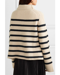 Khaite Molly Striped Cashmere Turtleneck Sweater